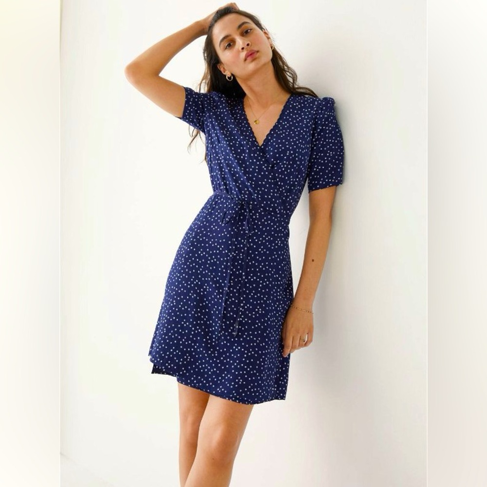 & Other Stories Printed Navy Mini Wrap Dress - Size 8